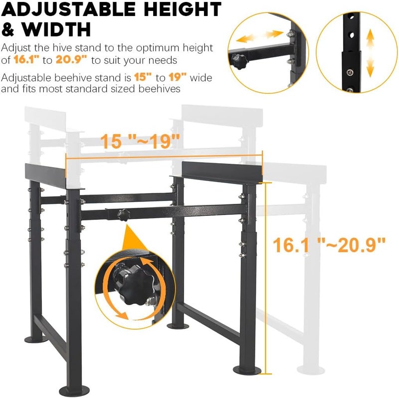 MayBee Adjustable Metal Bee Hive Stand, Adjustable Height(16.1”-20.9”) Hive Stand, Adjustable Width(15”-19”) Bee Hive Frame Stands Hive Stand Frame - Image 3